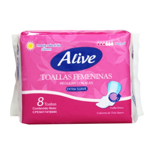 Toallas Alive Diurna X 8 Unid