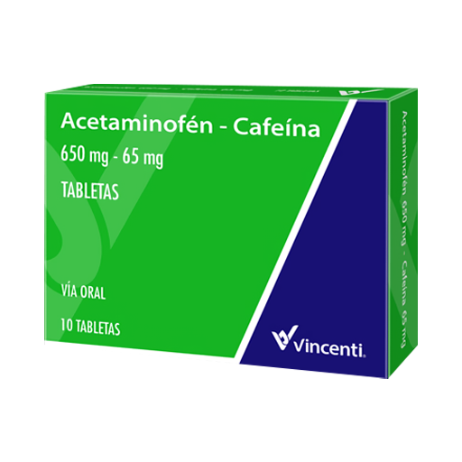 Acetaminof 650mg/cafeina 65mg X 10tab Vi